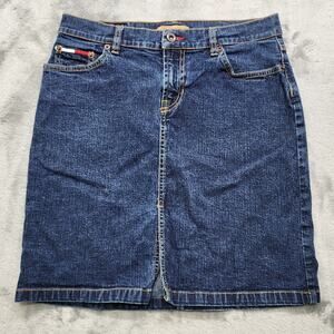 Vintage Y2K Tommy Jeans Skirt Womens 5 Juniors Blue Dark Wash Mini Front Slit